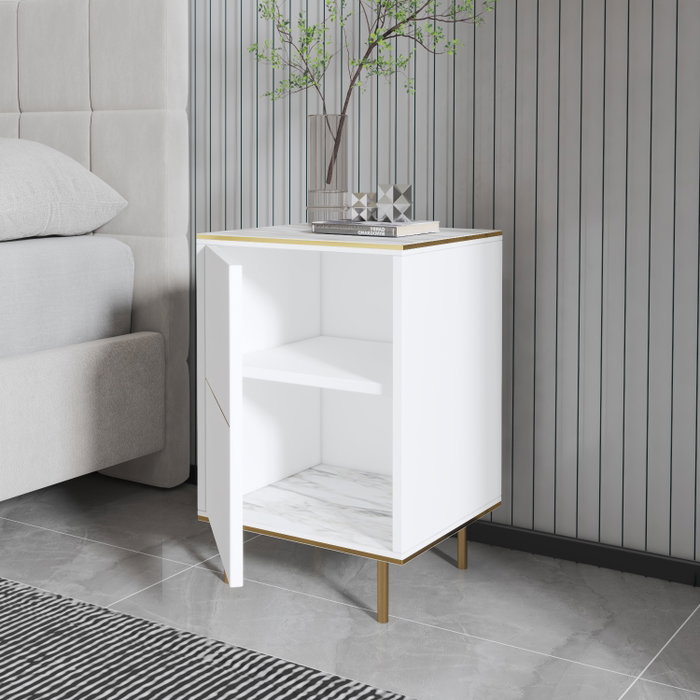 Hanah Home Imaj - Mármol Blanco y Dorado